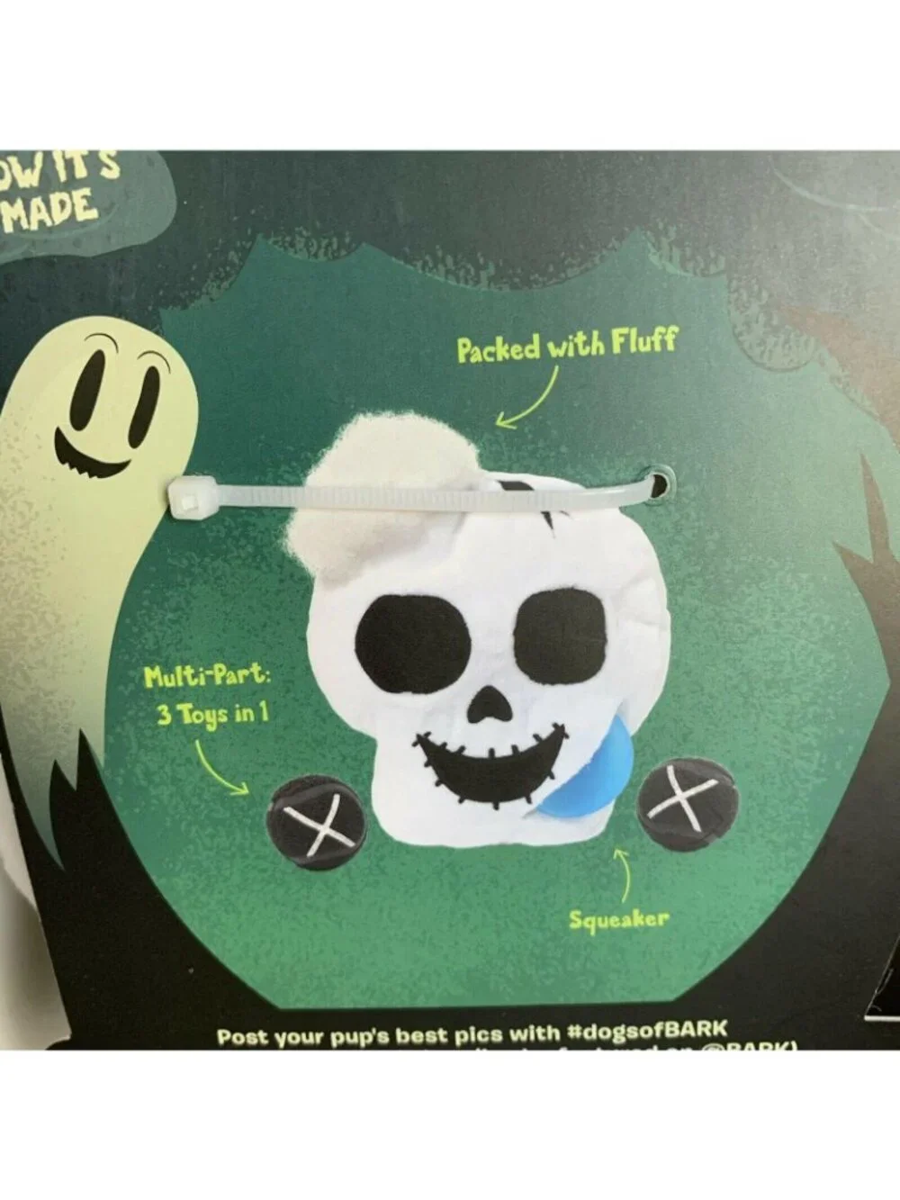 Bark Box Halloween Dog Chew Toy Fetch Eye Pop Skeleton Tails Boneyard Balls 3 Pc